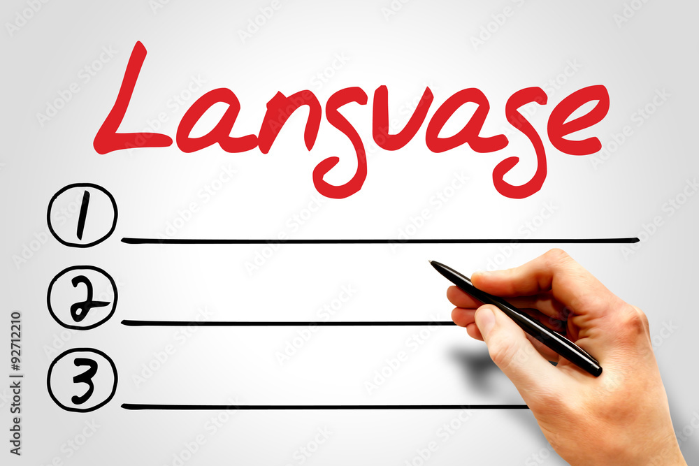LANGUAGE blank list, education concept LANGUAGE blank list, education concept