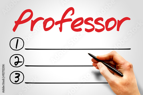 Professor blank list, education concept