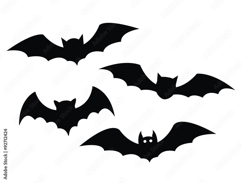 Black bats set on a white background Black bats set on a white background