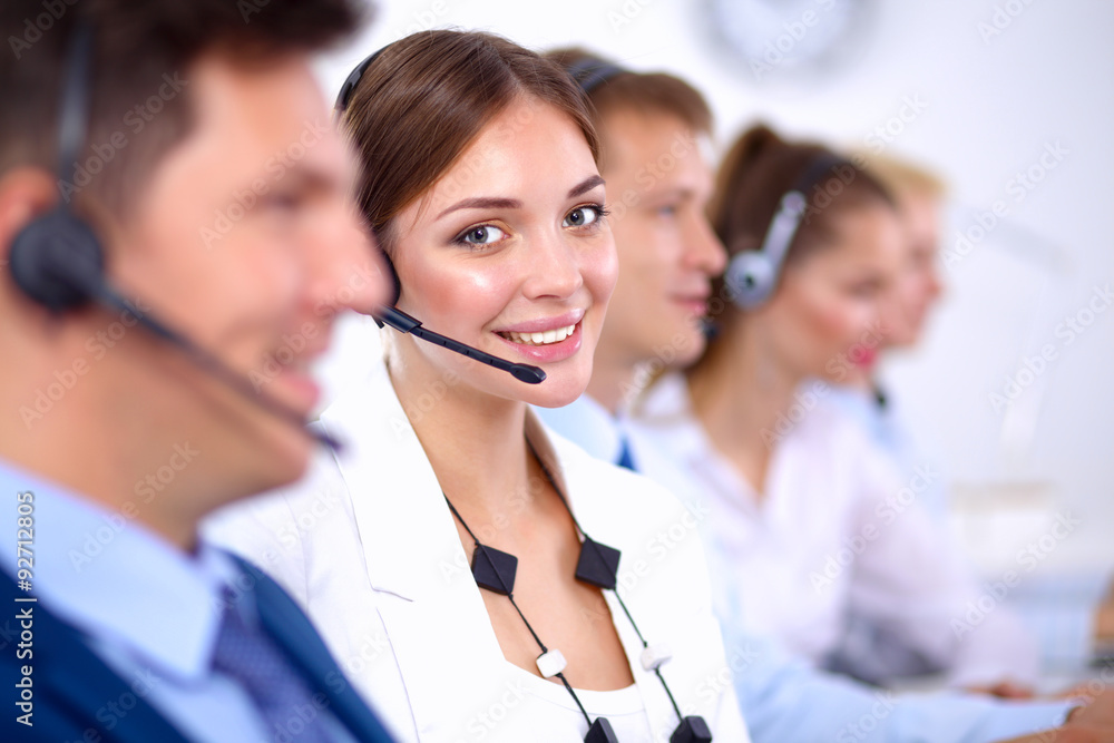Attractive Smiling positive young businesspeople and colleagues Attractive Smiling positive young businesspeople and colleagues