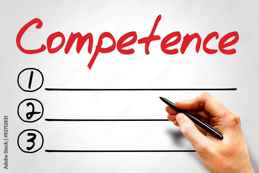 COMPETENCE blank list, education concept COMPETENCE blank list, education concept