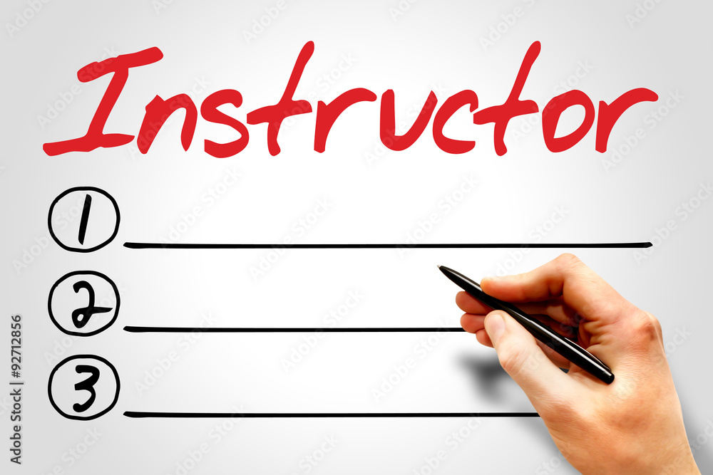 INSTRUCTOR blank list, education concept INSTRUCTOR blank list, education concept