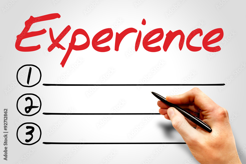 Experience blank list, education concept Experience blank list, education concept