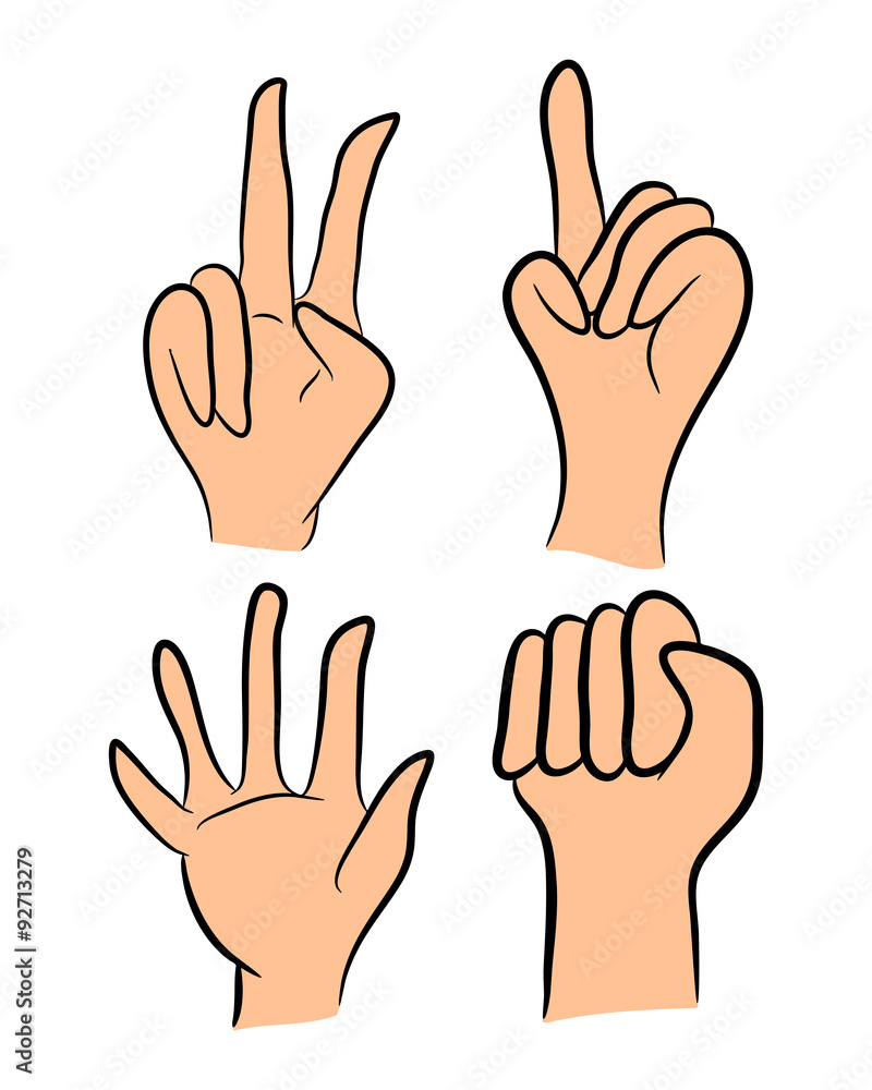 Image of cartoon human hand gesture set. Vector illustration isolated on white background. Image of cartoon human hand gesture set. Vector illustration isolated on white background.