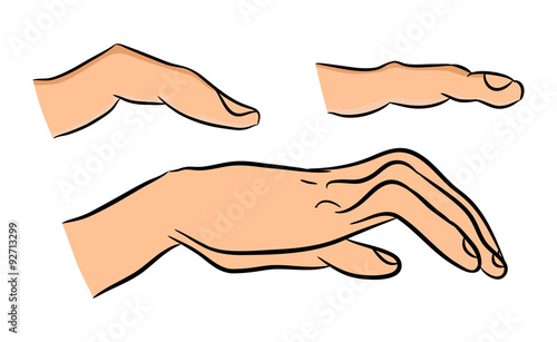 Image of cartoon human hand and fingers. Vector illustration isolated on white background.