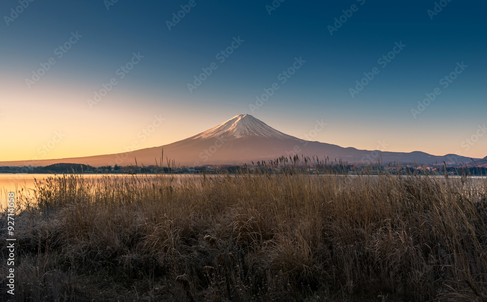Mountain Fuji in morning from lake kawaguchiko