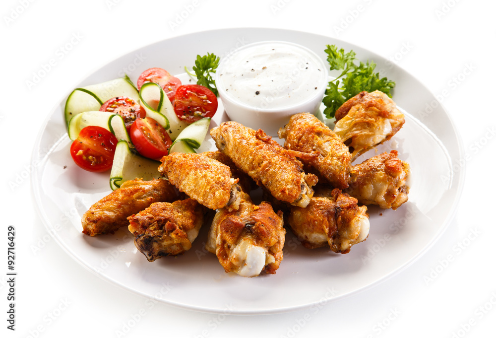 Grilled chicken wings and vegetables Grilled chicken wings and vegetables