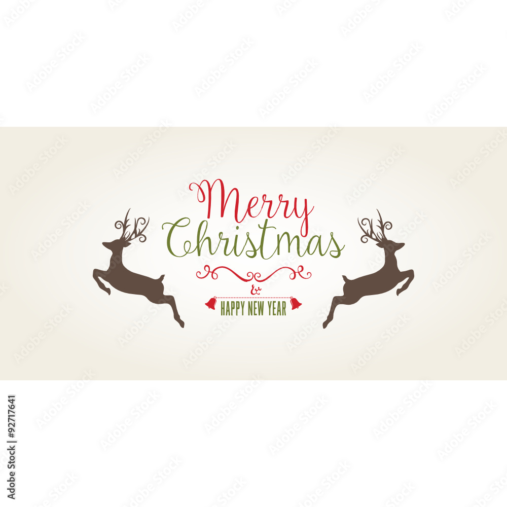 Christmas Card with Text Design and Reindeer Christmas Card with Text Design and Reindeer