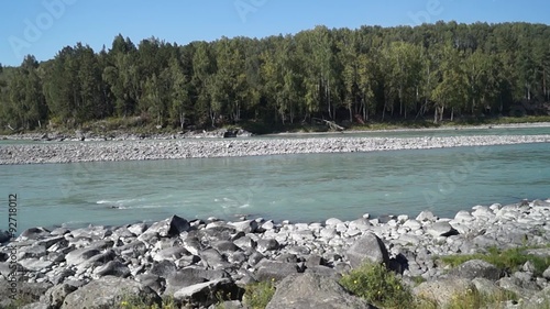 View of the Katun River in the summer, the hotel 