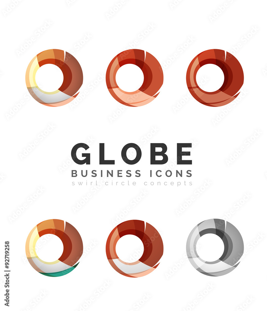 Set of globe sphere or circle logo business icons Set of globe sphere or circle logo business icons