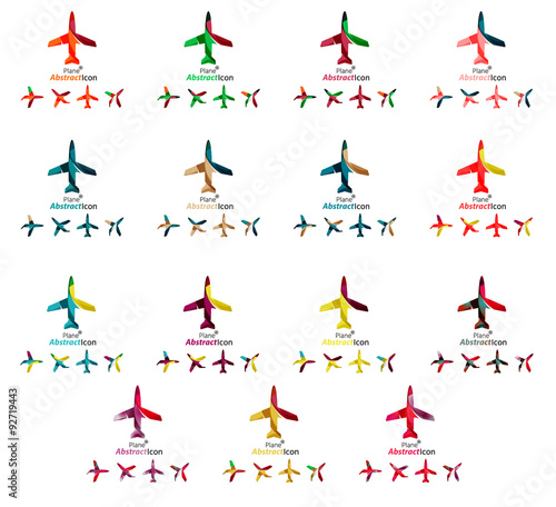 Set of color airplane logo icons