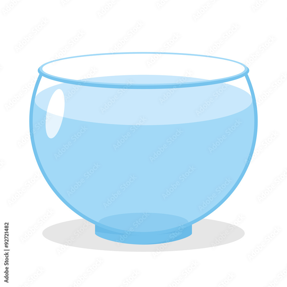 Aquarium with water. Transparent glass tank for fish content. Ve Aquarium with water. Transparent glass tank for fish content. Ve