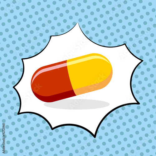 Medicine pill pop art. Medicinal drugs. Vector illustration