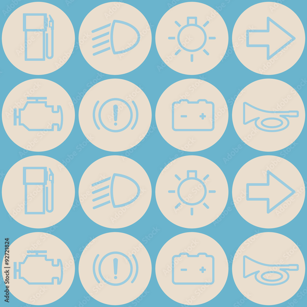 Seamless background with car dashboard icons for your design Seamless background with car dashboard icons for your design
