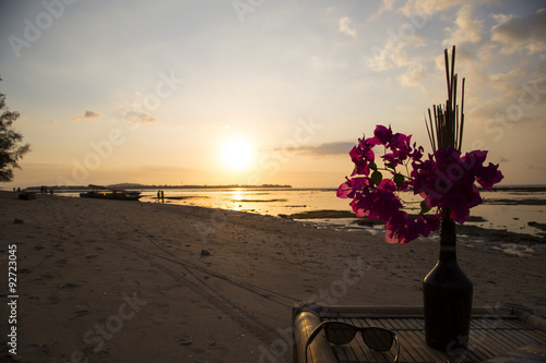Spectacular sunset in the Gili Islands