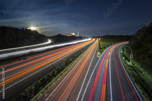 Highway A2 in Hannover, Germany at night