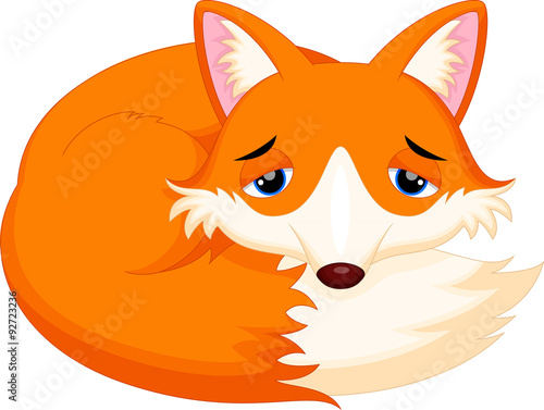 Cute fox cartoon sleeping