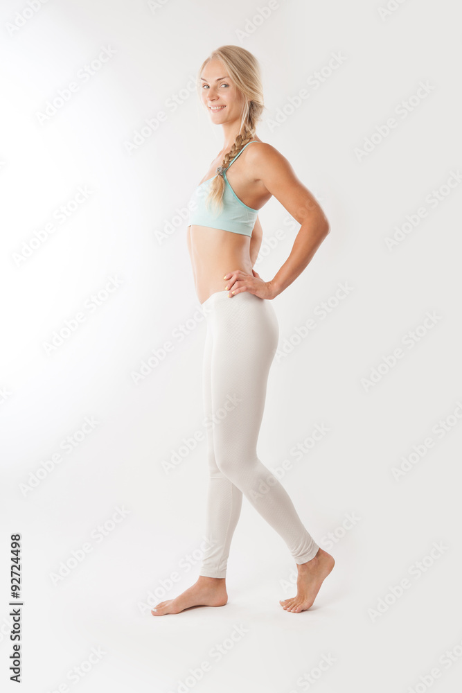 Sport fitness woman on the isolated over white background. Sport fitness woman on the isolated over white background.