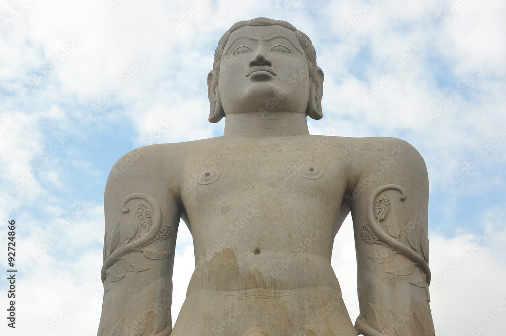 Buddha Statue in Shravanabelagola, Karnataka, India. Temple built in
