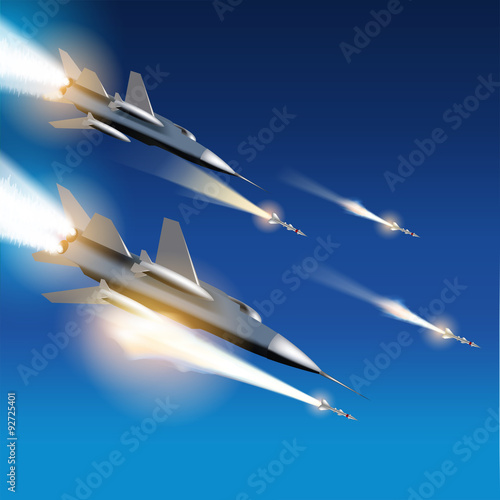 Aerial bombardment by fighter jets