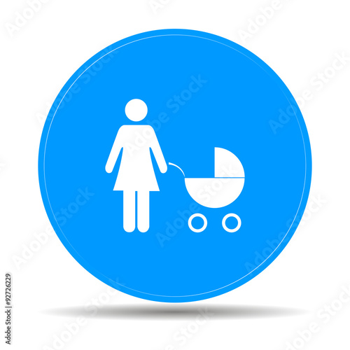 Woman with pram pictogram flat icon