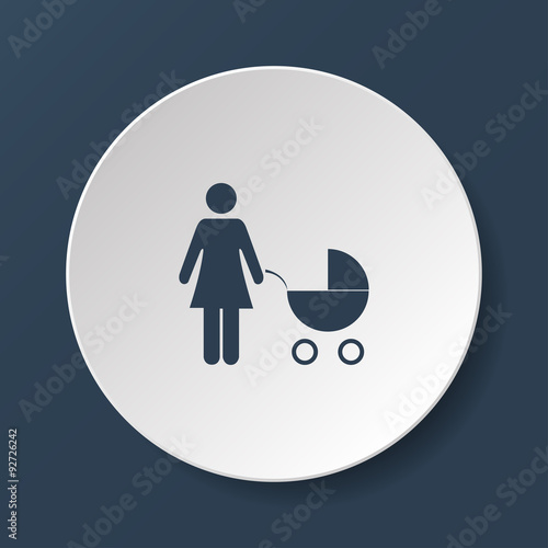 Woman with pram pictogram flat icon