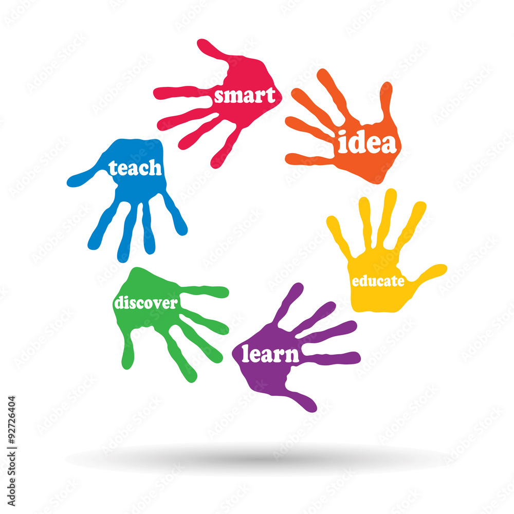 Vector conceptual circle hand print word cloud Vector conceptual circle hand print word cloud