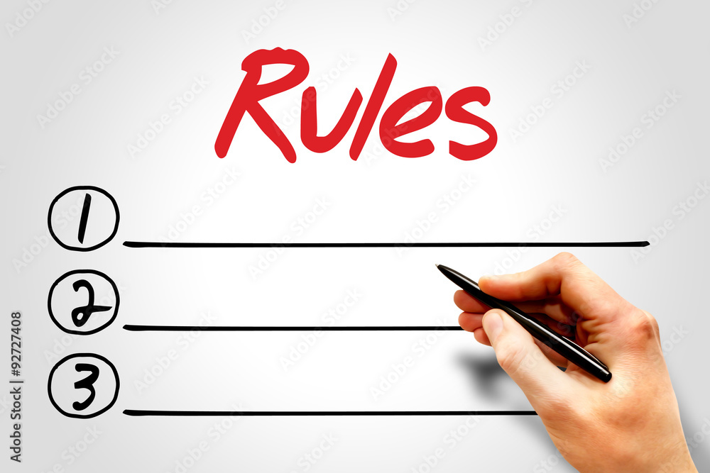 Rules blank list, business concept Rules blank list, business concept