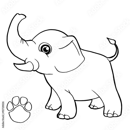 paw print with elephant Coloring Page vector 