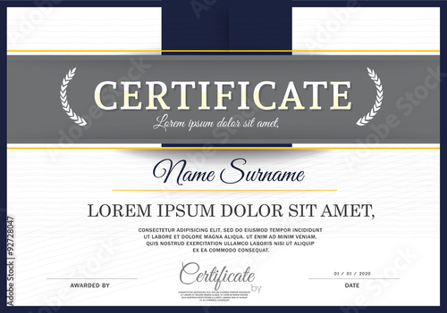 Dark blue-white Certificate, Vector certificate template.
