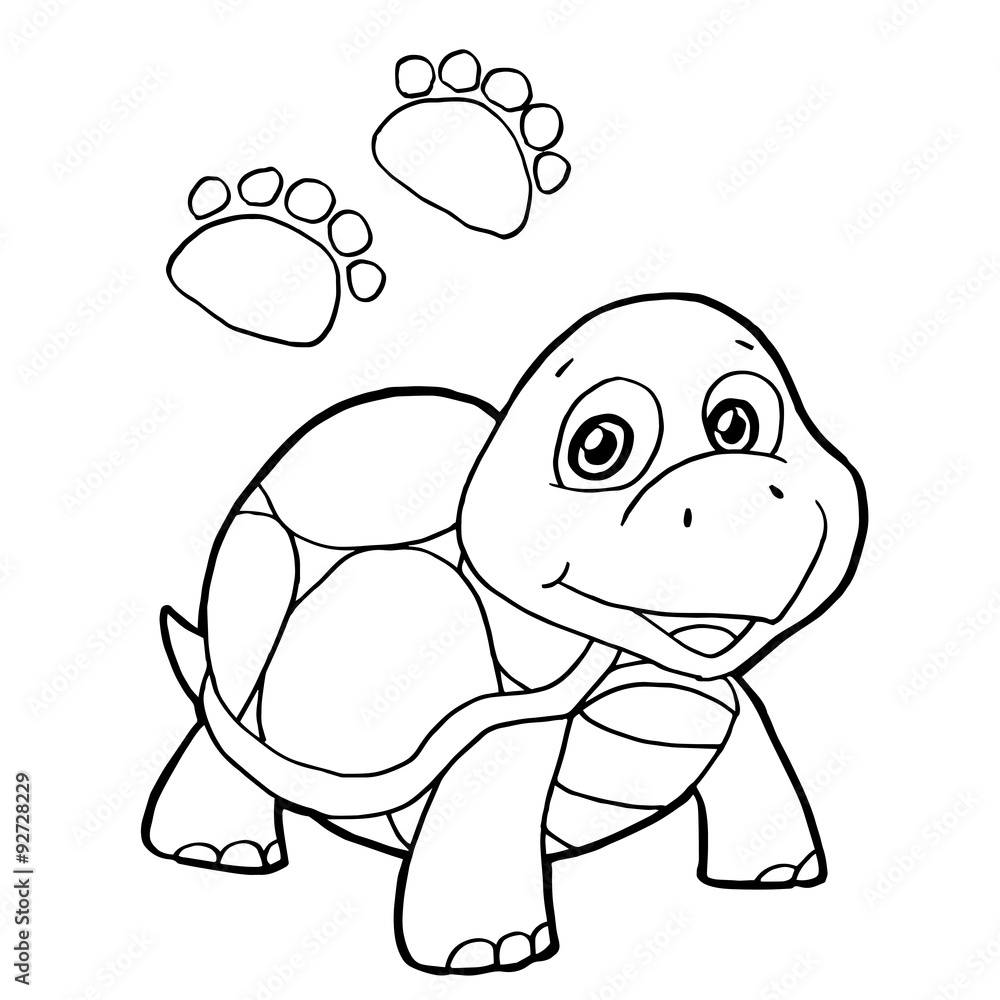 Fototapeta premium paw print with turtle Coloring Page vector