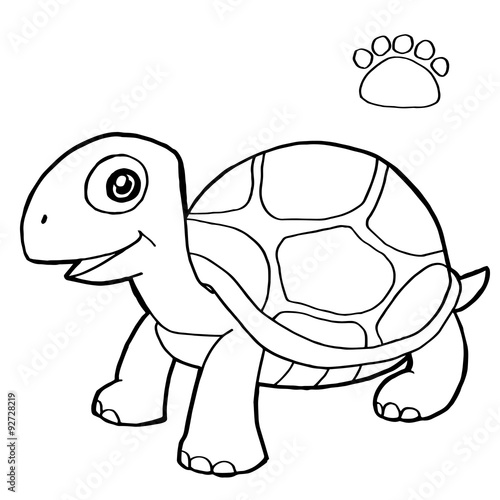 paw print with turtle Coloring Page vector
