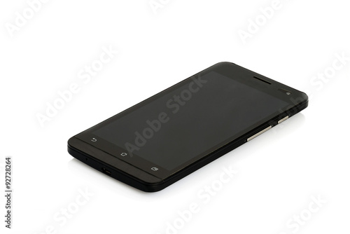 Black modern smartphone isolated.