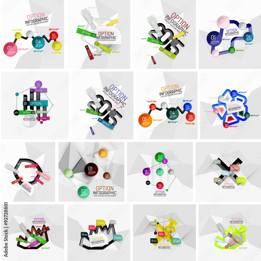 Obraz premium Set of abstract geometric paper infographic banner templates