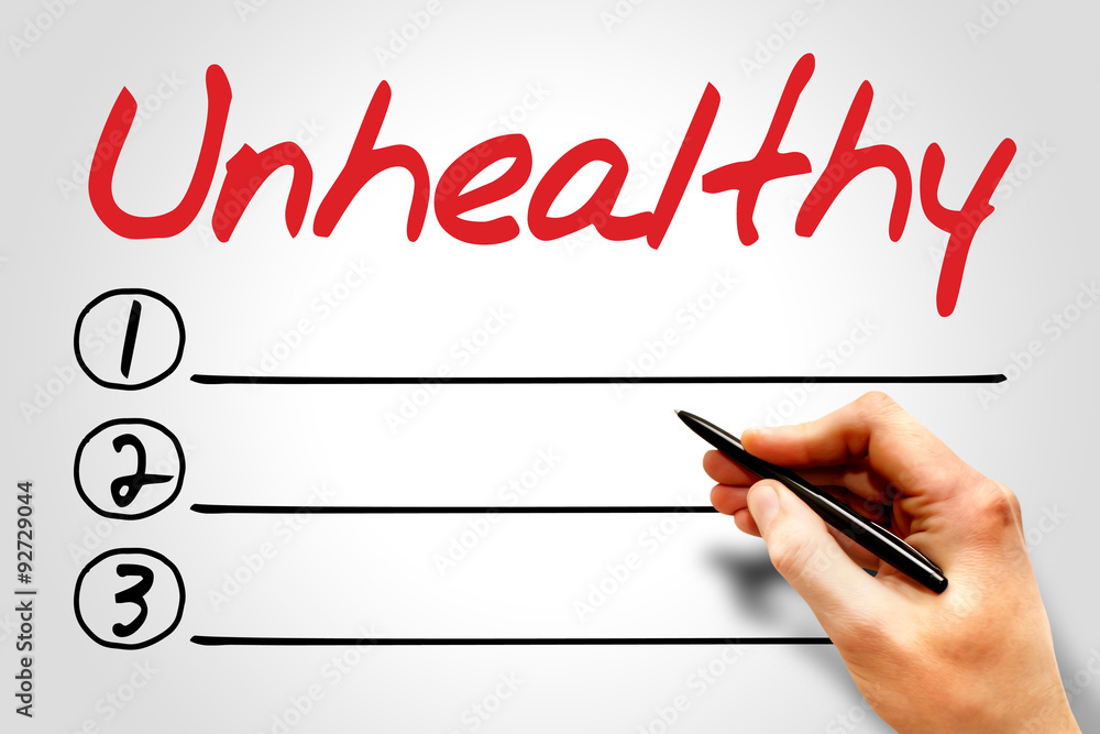 Unhealthy blank list, fast food concept Unhealthy blank list, fast food concept