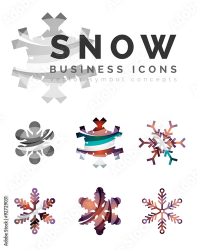 Wallpaper Mural Set of abstract colorful snowflake logo icons, winter concepts Torontodigital.ca