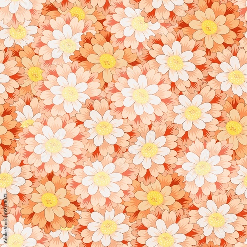 Wall of Orange Flowers Seamless Pattern