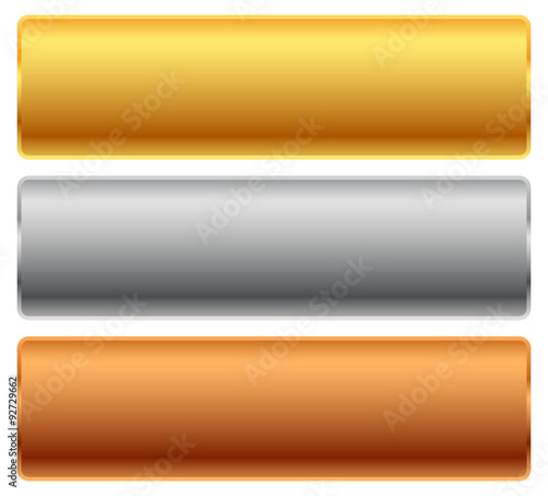 Gold, silver, bronze bars, banners. Editable vector.