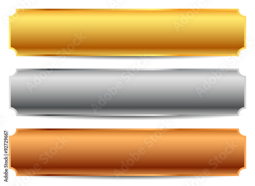 Gold, silver, bronze bars, banners. Editable vector.