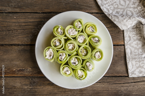 Rolls of zucchini with feta and walnuts and chicken by Gordon Ramsay  