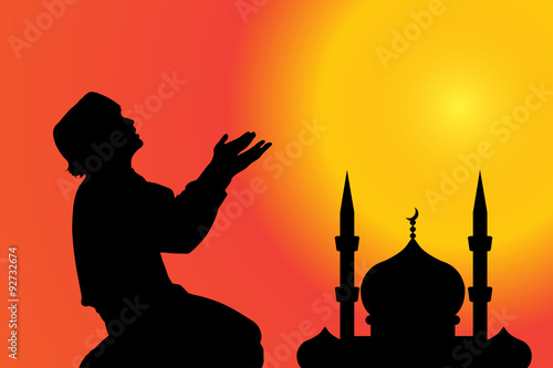 Vector silhouette of a Muslim.