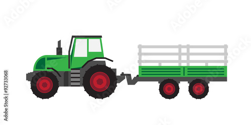 green tractor with trailer
