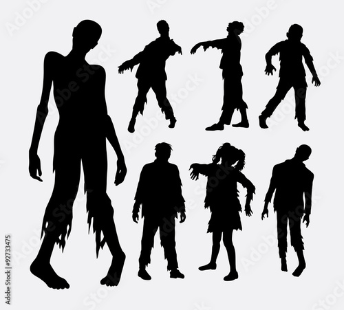 Zombie horror people silhouettes. Good use for symbol, logo, web icon, mascot, or any design you want. Easy to use.
