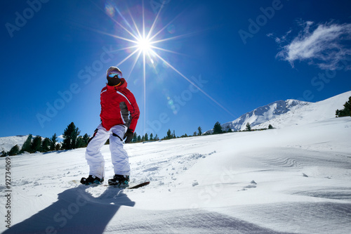 Sport man in snow mountains