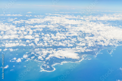 Принти на полотні Aerial view from airplane of kushima miyazaki kyushu japan