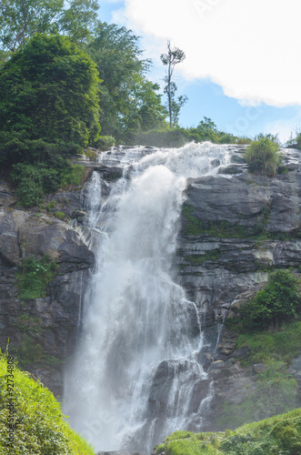 Wachirathan waterfall at doi inthanon nation park in chiangmai thailand