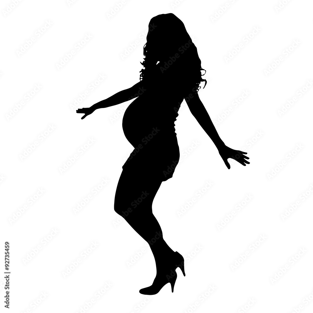 Vector silhouette of a pregnant woman.