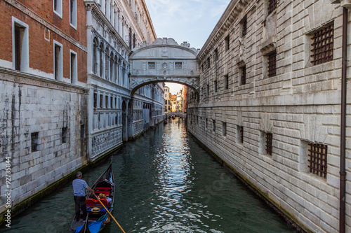 Venice cityscape, water canals and traditional buildings. Italy, Europe. © daliu
