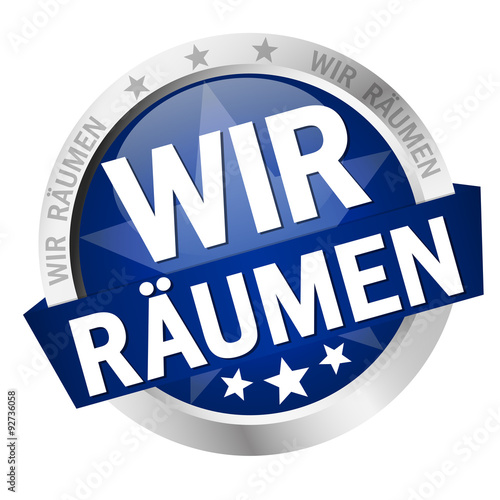 Button with banner Wir Räumen