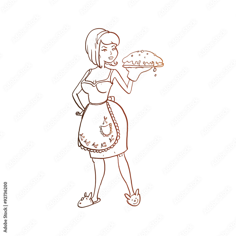 Fototapeta premium Housewife vector sketch